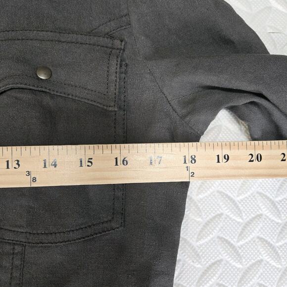 Ter Et Bantine Cropped Linen Jacket Womens 44 IT Small Taupe Gray Studded Italy - Picture 10 of 11